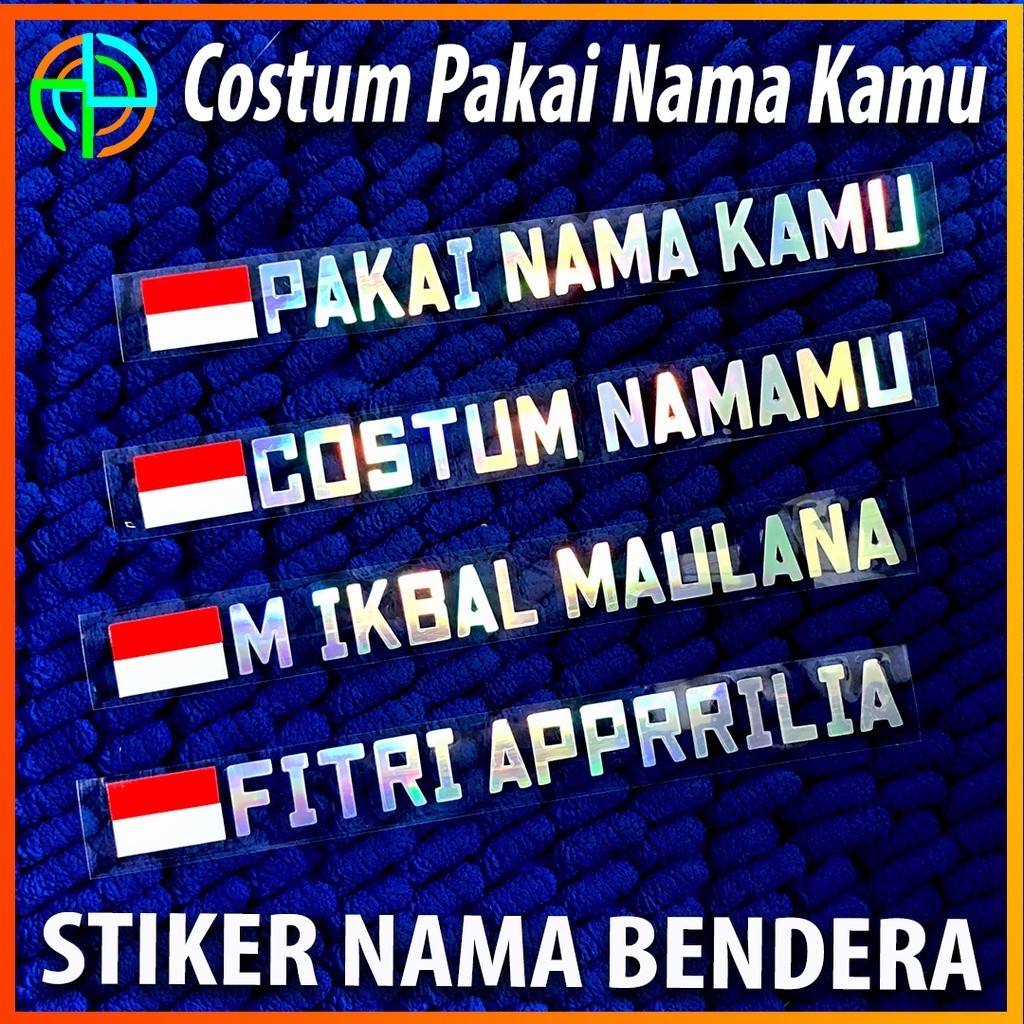 

isi 03 Sticker Custom Nama Bendera | Pakai Nama Kamu | Hologram Cutting Stiker Bendera Custom Setiker Logo Bendera Indonesia