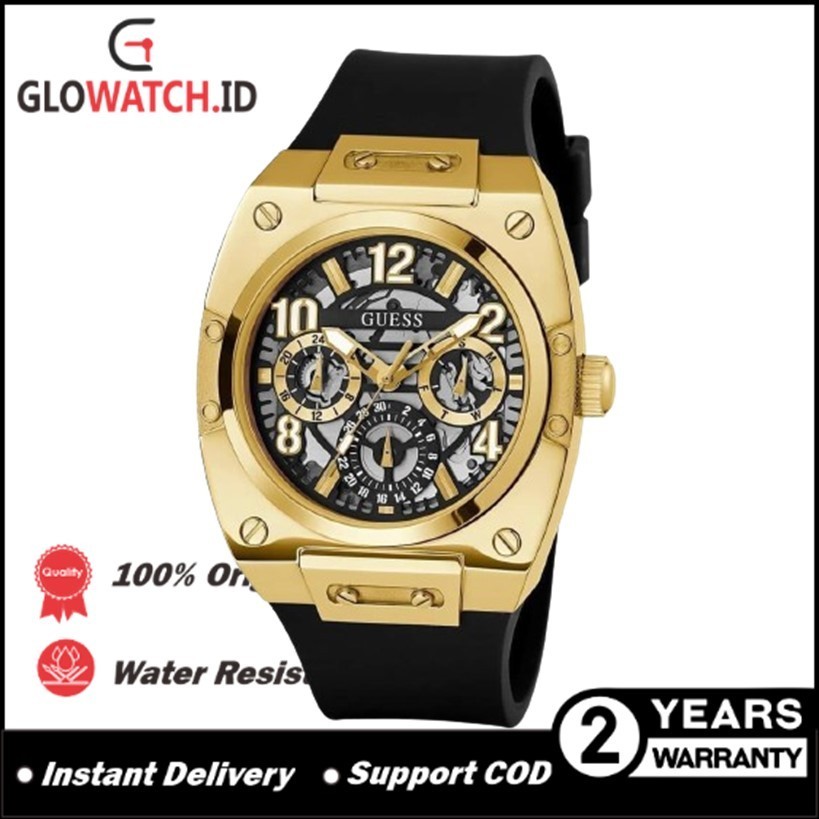 [Promo] Jam Tangan Pria Guess GW0569G2 Prodigy Dual Tone Sunray Dial Black Silicone Strap Original (