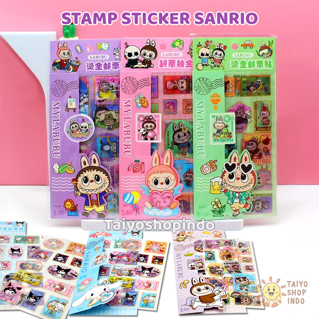 

TAIYO Stamp Sticker Kuromi Melody Cinnamoroll Labubu Stiker Handmade Accesoris Dekorasi Mainan Anak