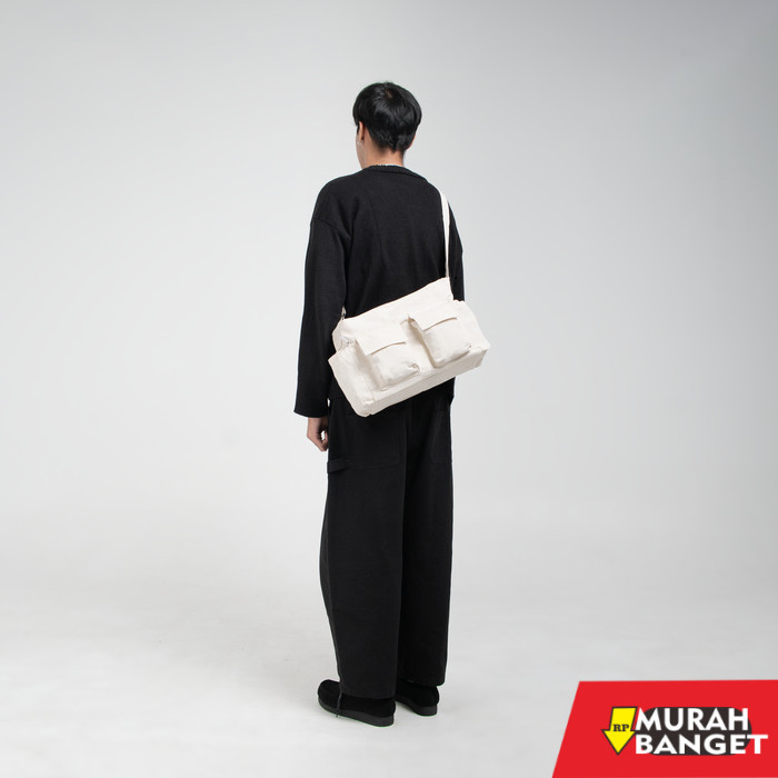 tas selempang pria kekinian Money Alter - Camden Bag / Tas Sling Bag Kanvas Pria - Broken White