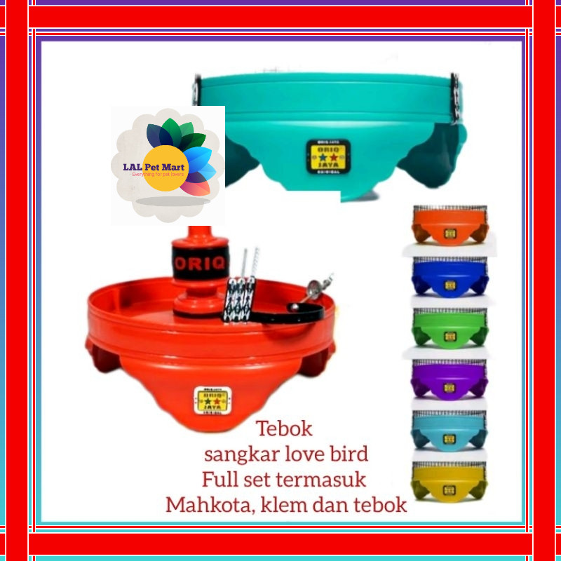 TEBOK PVC ORIQ JAYA FULLSET PLUS GANTUNGAN PION KARET KLEM UNTUK SANGKAR LOVEBIRD