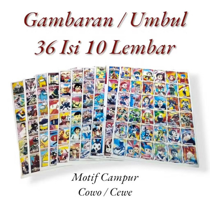 KERTAS GAMBAR UMBUL 10lembar / 360 gambar  - permainan anak anak