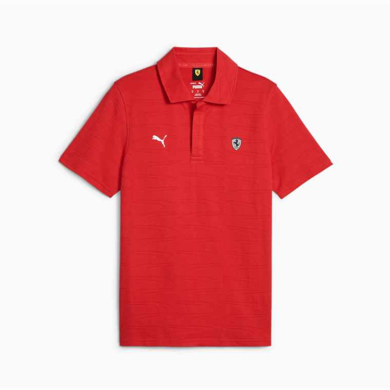 Kaos Polo Puma Ferrari Style Jacquard Rosso Corsa 623828 02