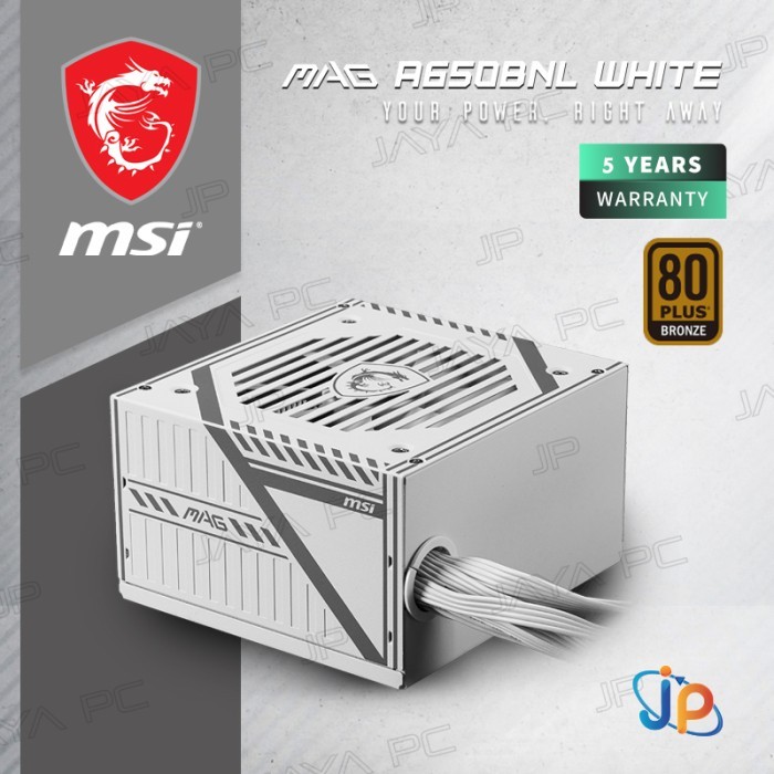 MSI MAG A650BNL White 650W PSU - Power Supply 650 Watt 80+ Bronze