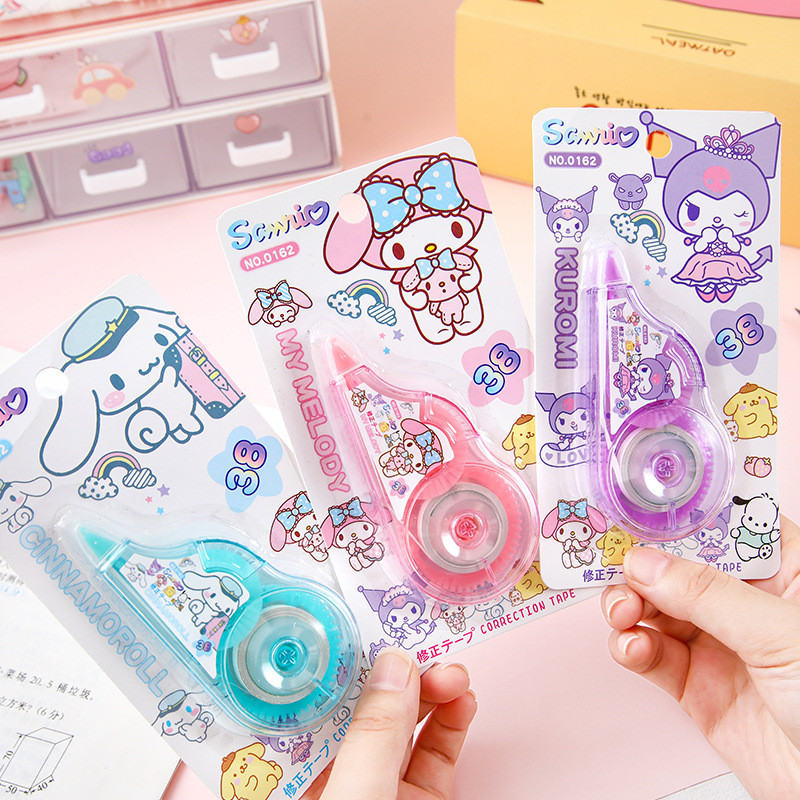 

( OTH1232 ) ( DIJUAL SATUAN ) Alat tulis correction tape tip-ex kertas roll - sanrio kuromi cinnamoroll melody - purple ungu blue biru pink merah muda