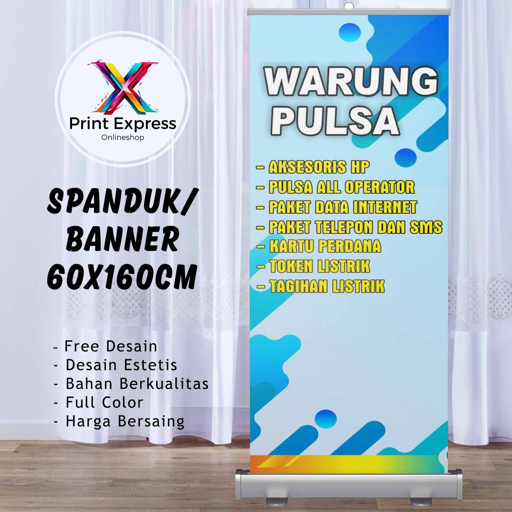 Cetak Spanduk Warung Pulsa Dan Paket Data 60x160 Cm Bisa Rekues Free