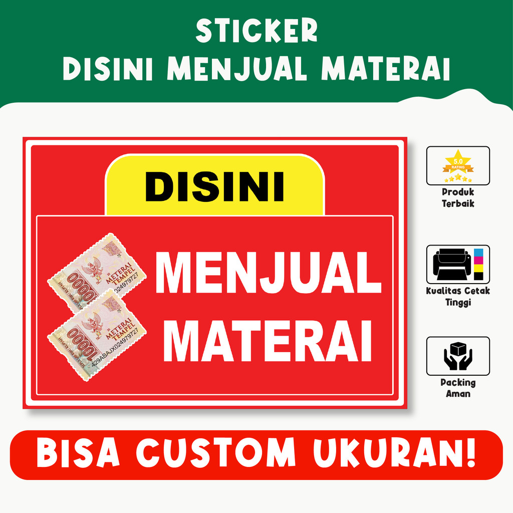 

Sticker Disini Menjual Materai – Tahan Air, Vinyl Premium, Custom