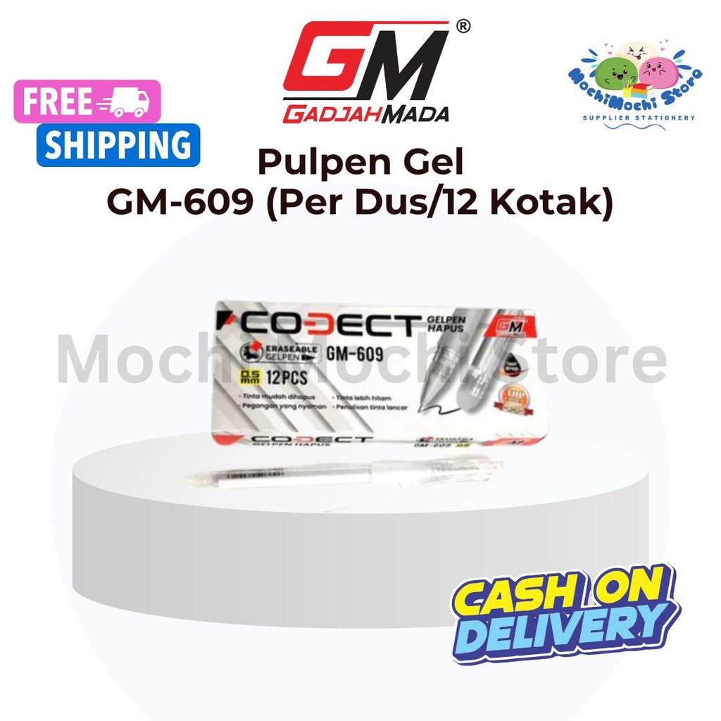 

PER DUS/12 KOTAK Pulpen Gel GM-609 Codect Eraseable | Pulpen Hapus | Pen 0.5mm | Pulpen Tinta Hitam | Bolpen | Pulpen Bisa Di Hapus Stationery
