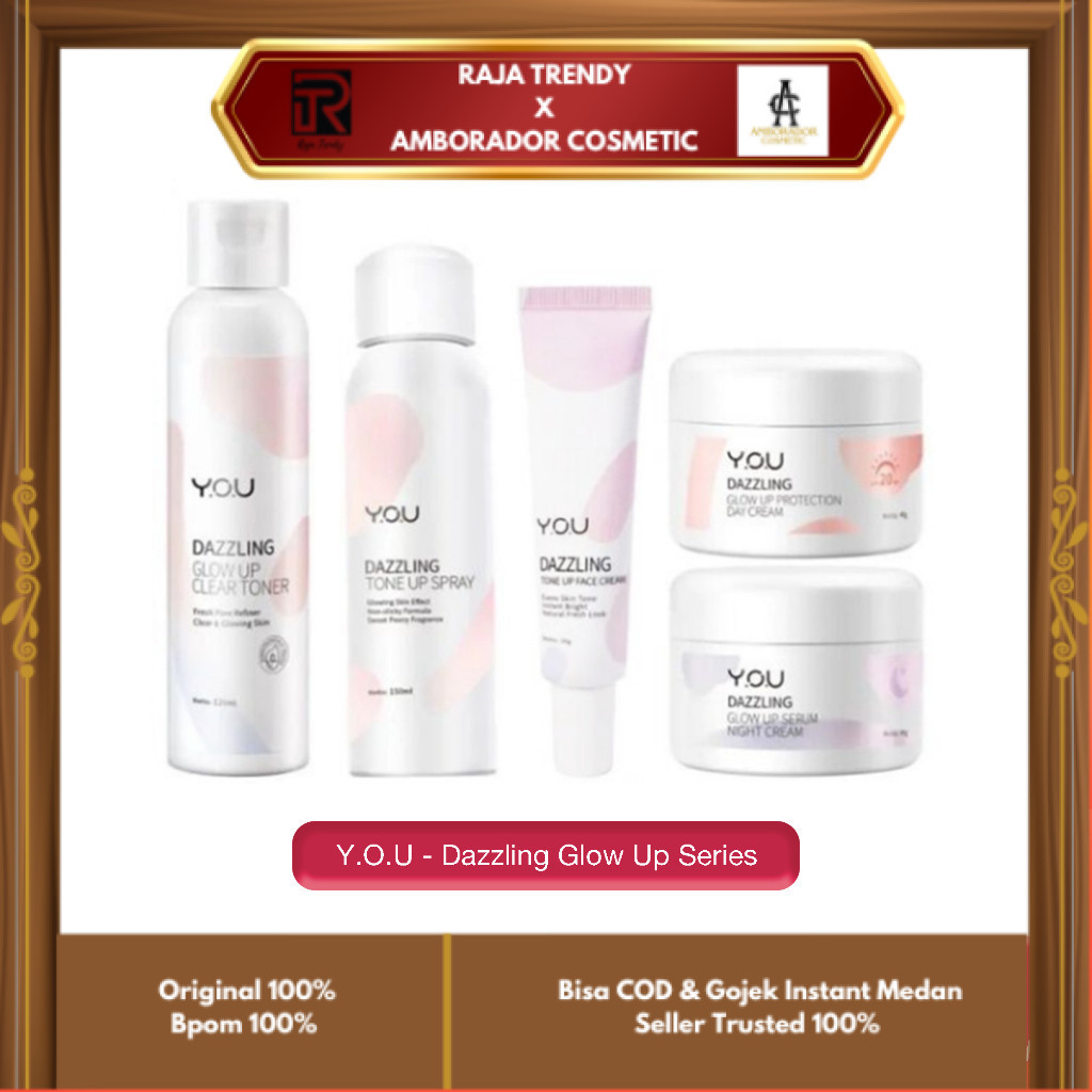 Y.O.U - DAZZLING GLOW UP SERIES - Facial Foam | Clear Toner | Tone Up Face Cream | Day & Night Cream