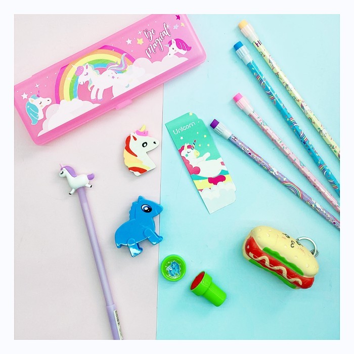 

Kotak pensil unicorn happy set 25 - Putih