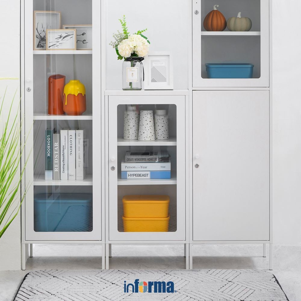 Informa Flins Lemari Arsip Kantor Metal Pintu Kaca Low File Cabinet Lemari Kabinet Tempat Dokumen Ar