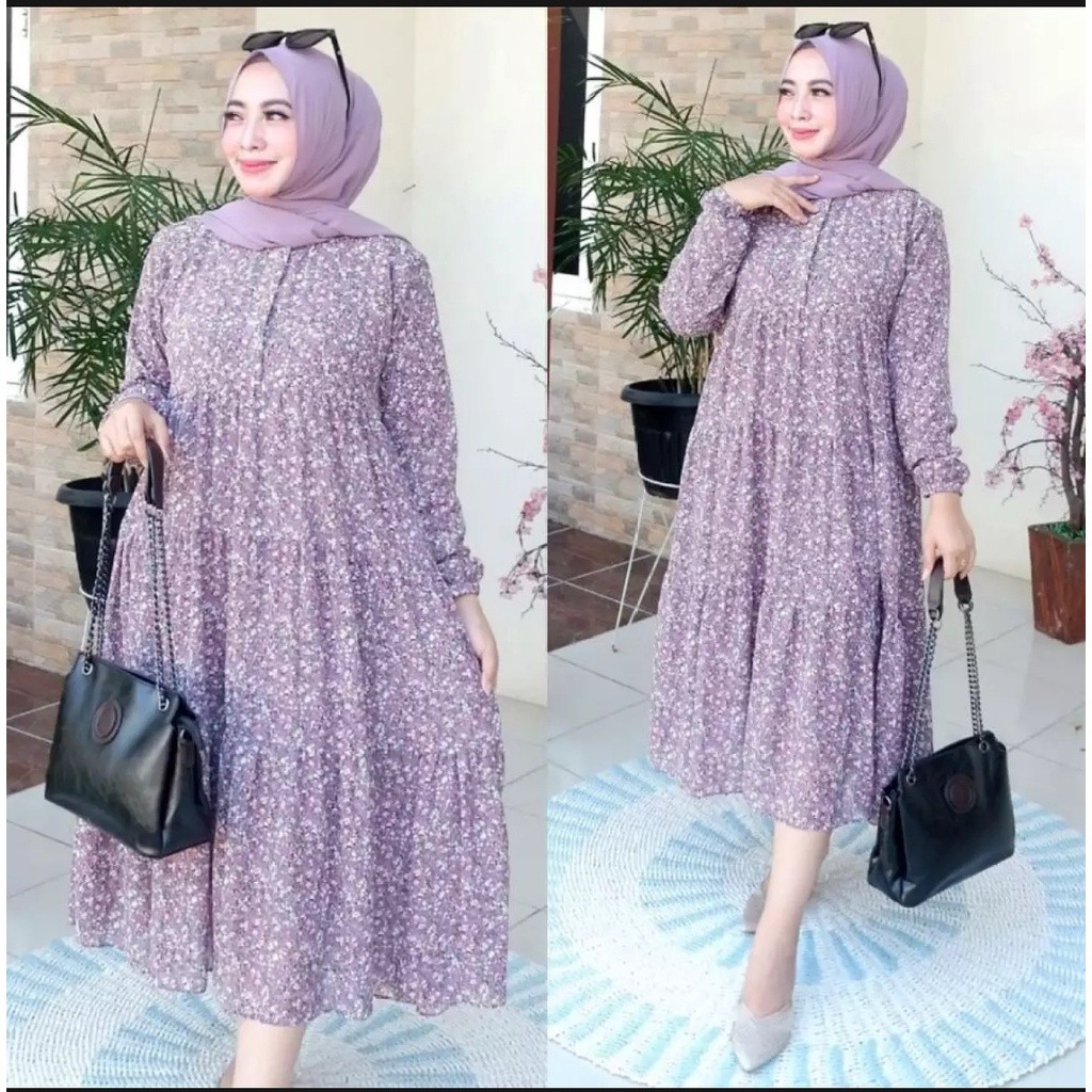 [DISKON SALE] COD  Tunik Ceruti Motif Bunga Terbaru