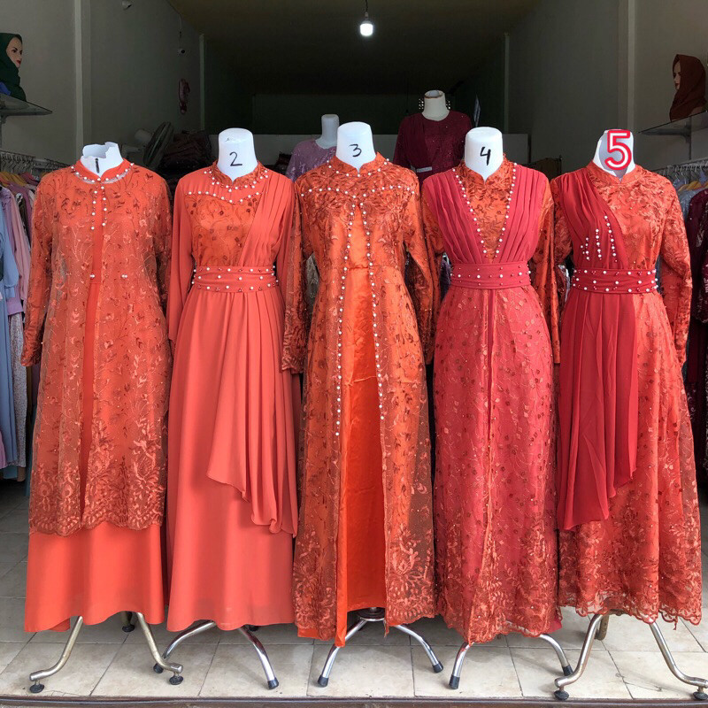 [PROMO MURAH] gamis brukat ceruty khusus teracotta atau Bata