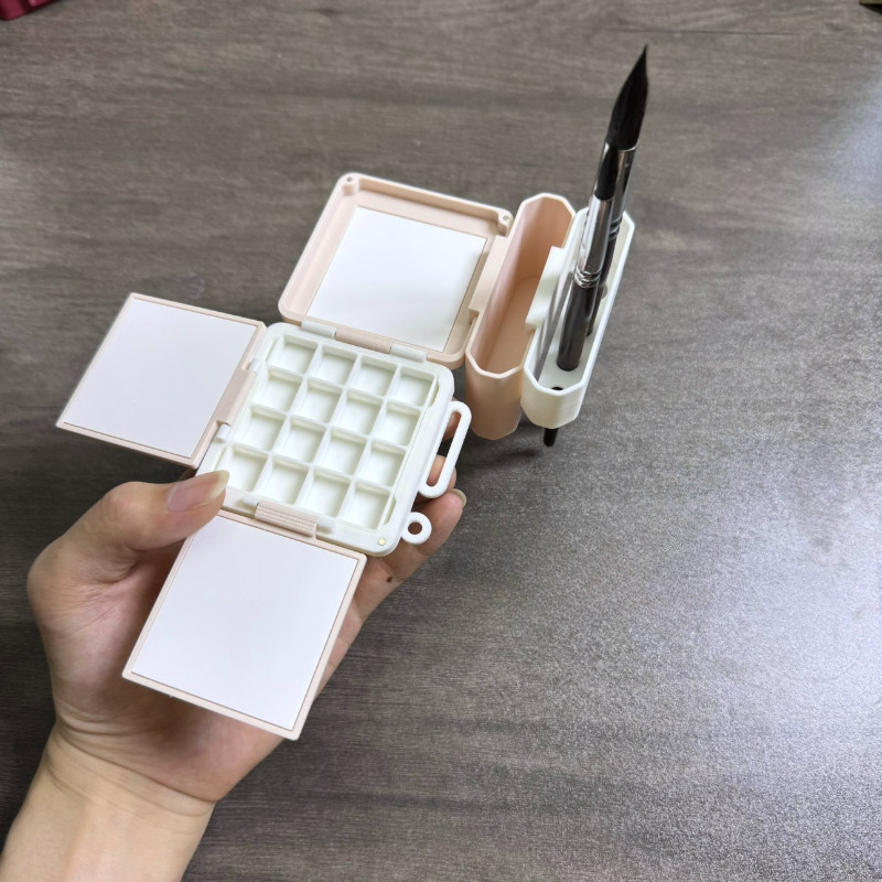 

Portable Watercolor Palette 9/16/24 Grid Paint Box Washing Bucket Set 3D Printing Foldable Travel Painting Art Supplies