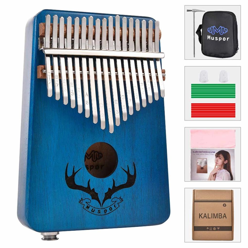 EQ Kalimba 17 Keys Thumb Piano with Tune Hammer Portable Finger Piano Gift for Kids Adult Beginners 