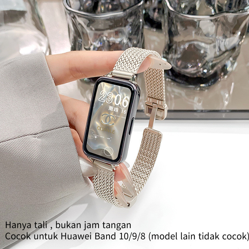 For Huawei Band 10/8/9 Strap Metal Wanita Tali  jam tangan Milanese Huawei Band 10
