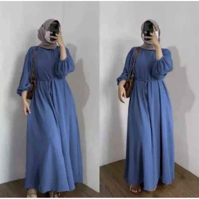 DRESS GAMIS CANTIK POLOS BUSUI TERBARU JUMBO LD 120
