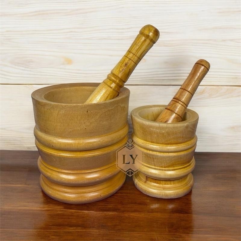 LUMPANG KAYU / LESUNG KAYU ALAT TUMBUK BUMBU. KAYU MAHONI. BESAR DAN KECIL  Kitchenware
