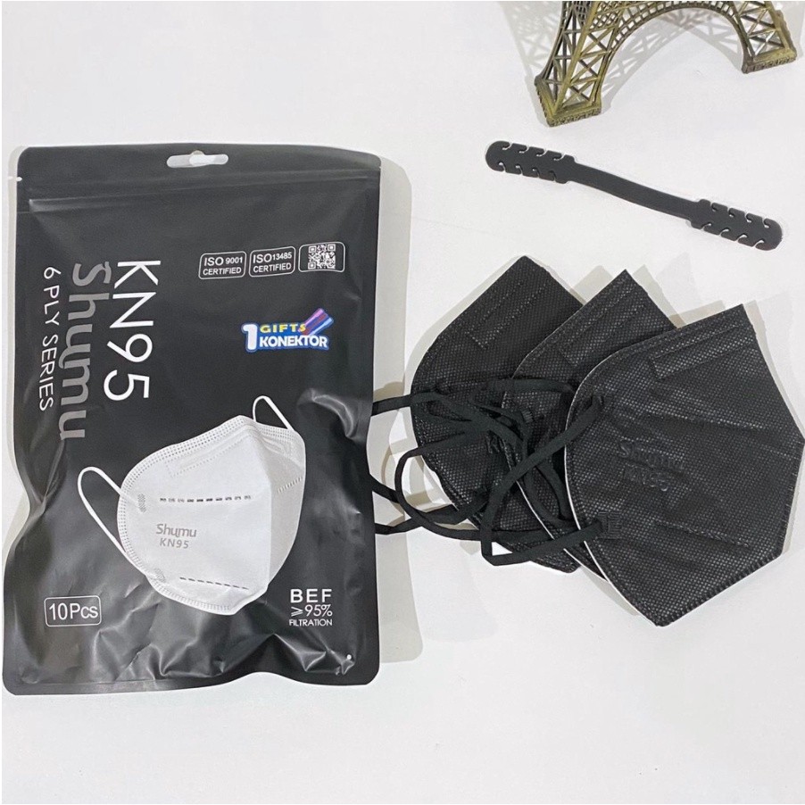 Masker SHUMU KN95 6PLY 1 Pack isi 10 PCS Free Konektor Hijab PREMIUM MASK N95