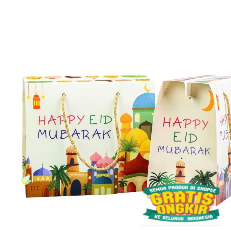 

[ ISI 10-20-30-40-50 ] KOTAK HAMPERS IDUL FITRI / PAPER BAG LEBARAN 2025 / BOX HAMPERS SOUVENIR / GABLE BOX HAMPERS/ keluarga oleh oleh