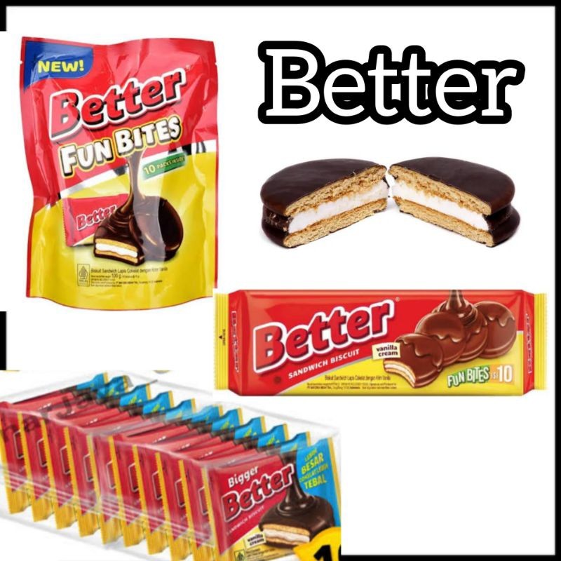 

BETTER biskuit sandwich lapis coklat 27gr 100 gr pouch