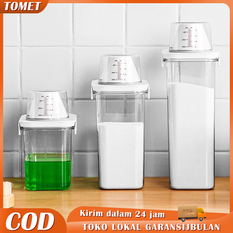Tomet Tempat Detergen BubukBotol Sabun Cair Botol Detergen Cair LaundryToples Kedap Udara Wadah