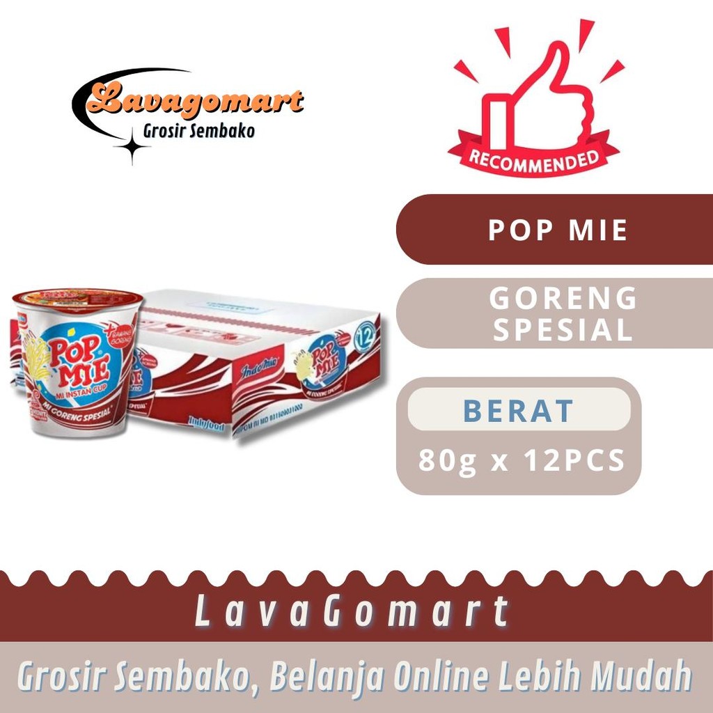POP MIE INSTAN CUP GORENG SPESIAL 80g - 1 DUS - LAVAGOMART - BANDUNG