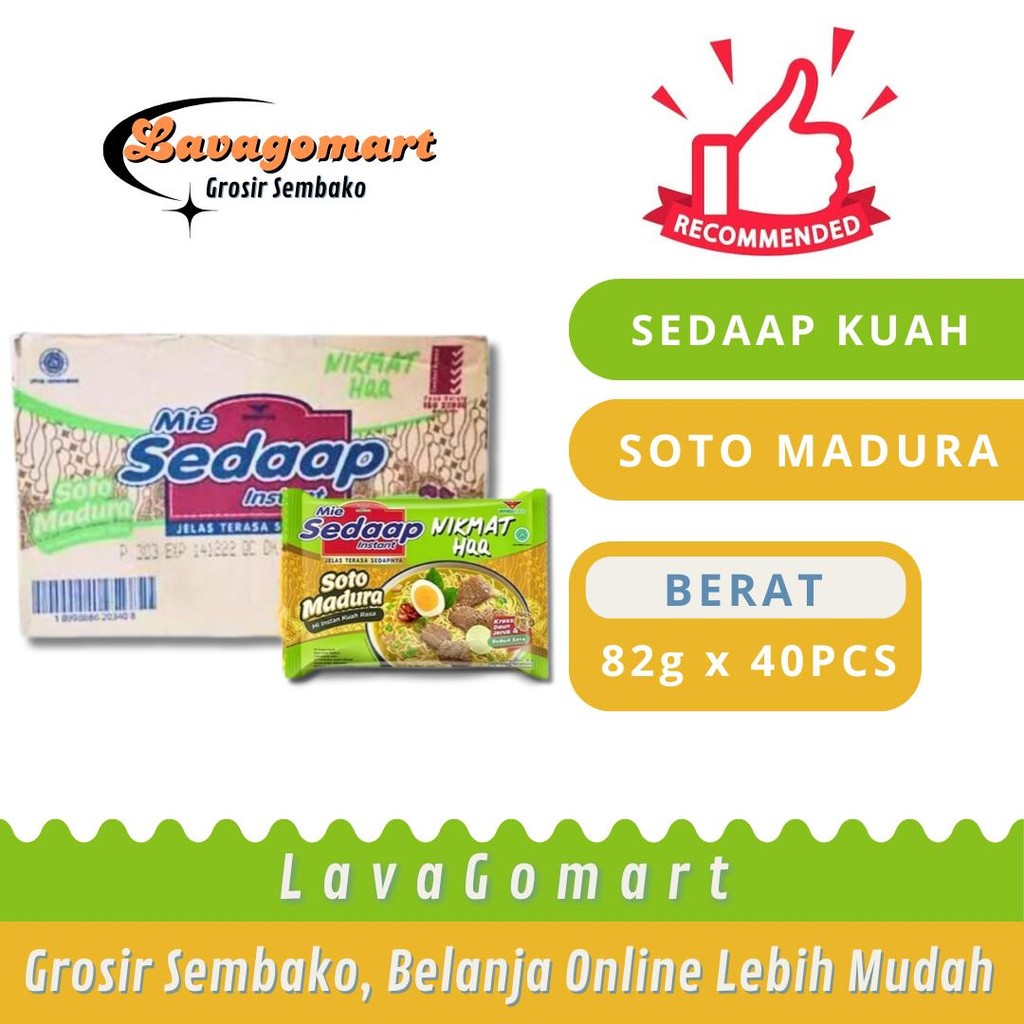 

SEDAAP MIE KUAH SOTO MADURA 82g - 1 DUS - LAVAGOMART - BANDUNG