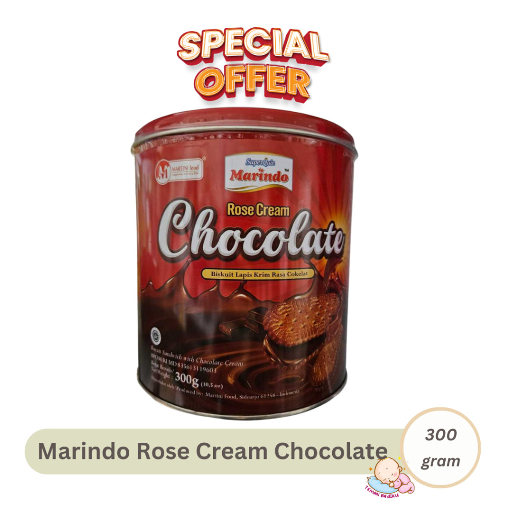 

Marindo 300gr Rose Cream Chocolate Biskuit Kaleng Lapis Krim Coklat Wafer