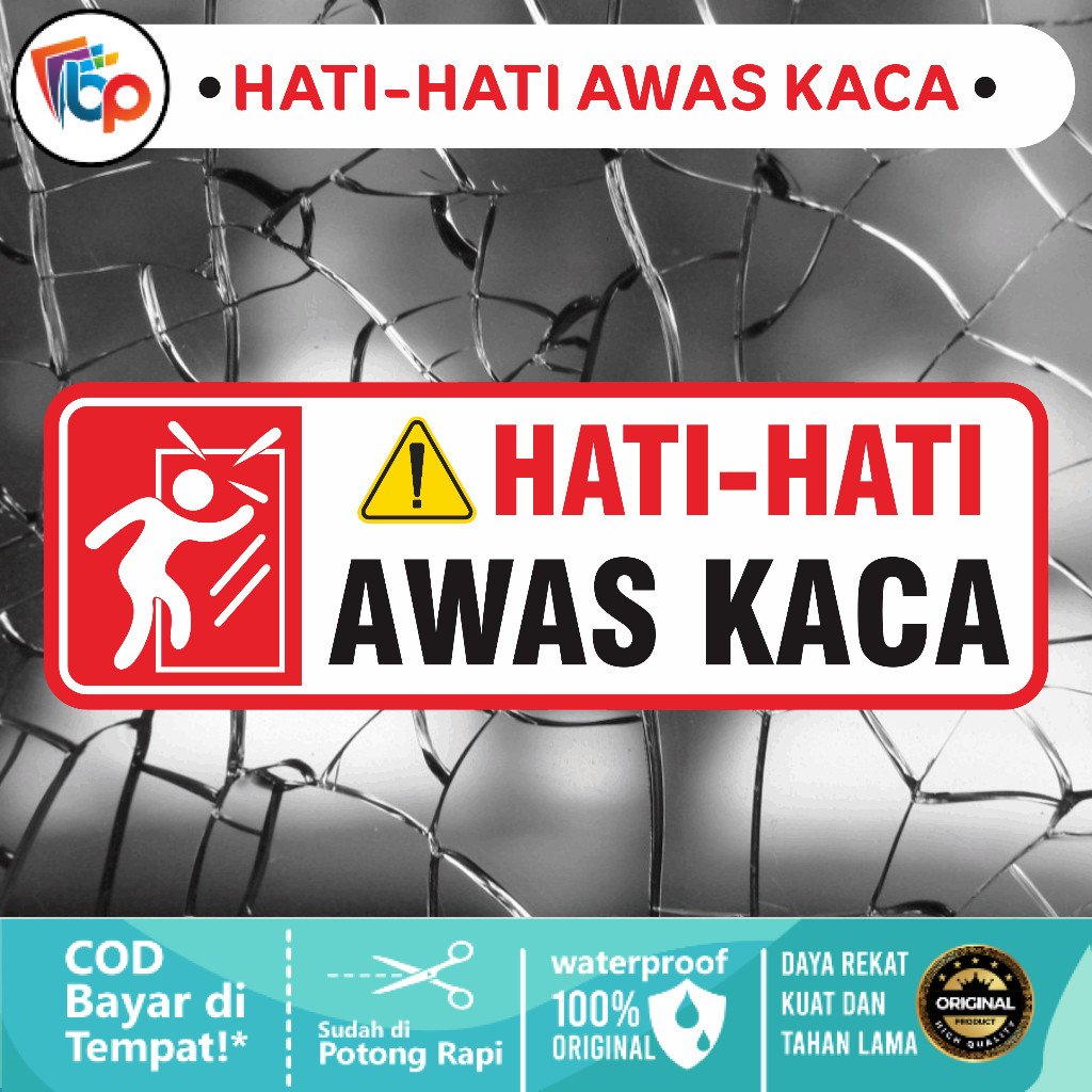 

Stiker Hati-hati Awas Kaca Glossy + Cut