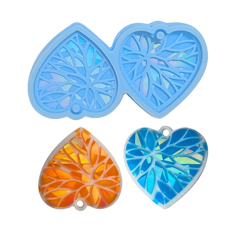 

Heart Holographic Resin Mold Earring Silicone Mold Keychain Pendant Epoxy Resin Casting Mold Kit Resin Craft Tools Wholesale