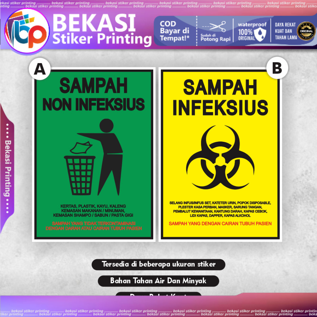 

Stiker Limbah Sampah Infeksius limbah Sampah non infeksius Stiker Medis stiker limbah medis