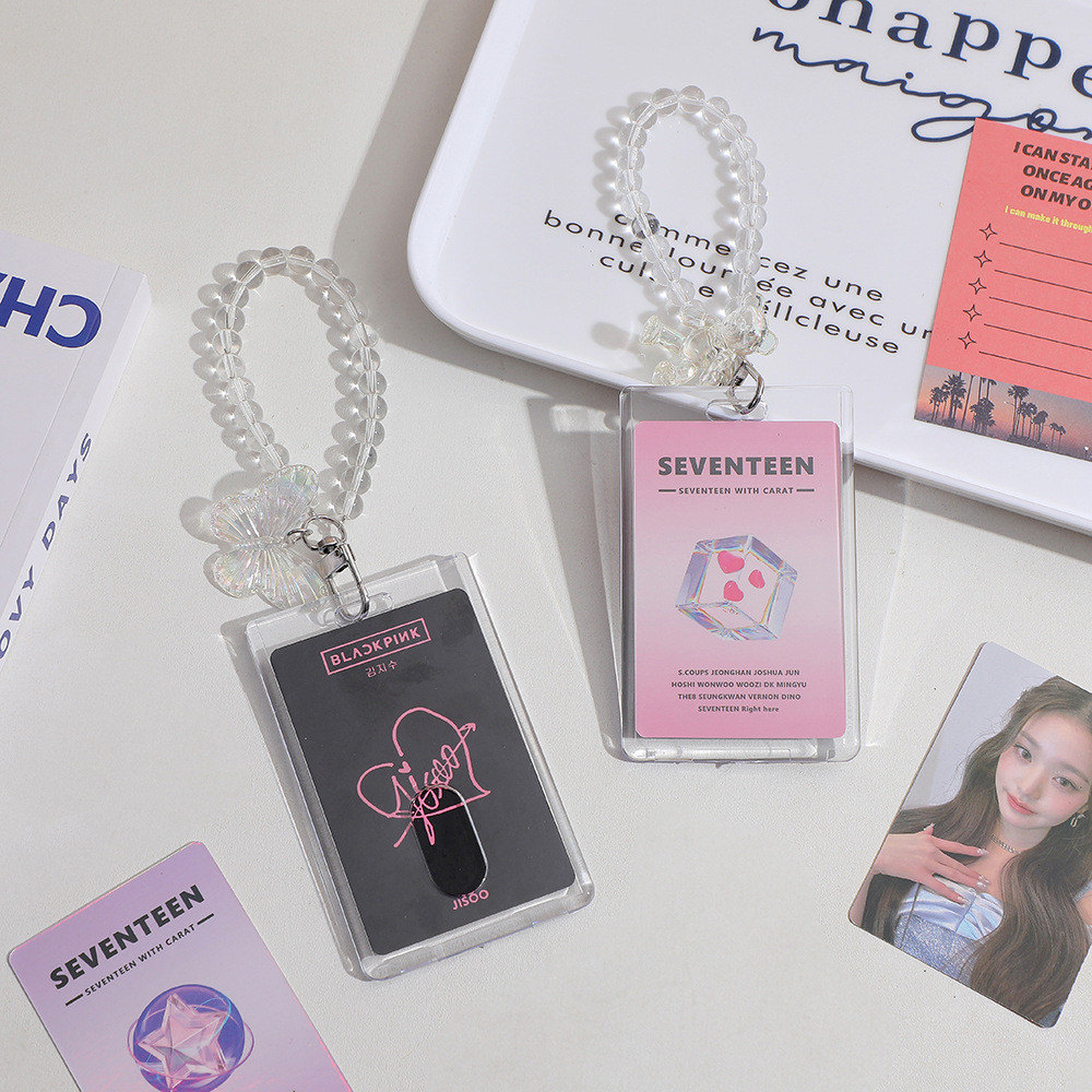 Acrylic Transparent Card Case Student Bus Card Meal Card Protection Case ID Photo Display Keychain P