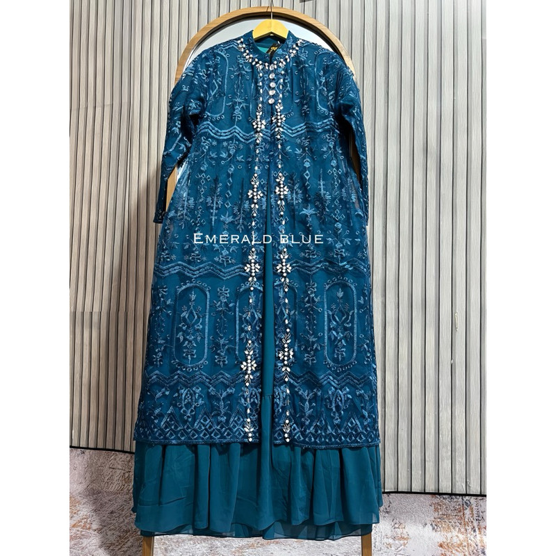 Lovika - Gamis Dress Outer Nagita Tile Payet Mewah Exclusive Raya Muslim Pesta Kondangan Hajatan
