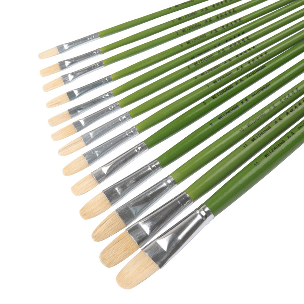 

7pcs Premium Hog Bristle Filbert Paint Brushes Set, 100% Natural Chungking Hog Bristle, Professional Long Handled Artist Brushes