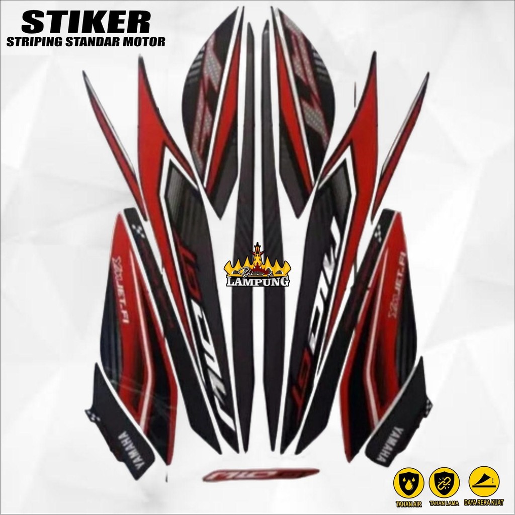 Stiker Striping Yamaha Mio Gt 2013 Hitam Merah Lis Body Standar Berkualitas Original