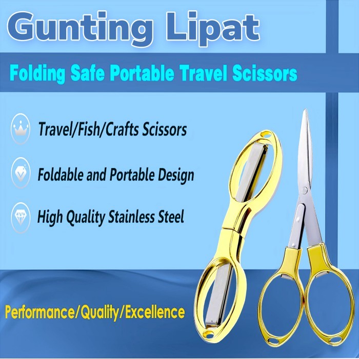 

Gunting Lipat Kacamata Mini Portable Stainless Steel Potong Senar Pancing Kertas Benang Travel Folding Scissors