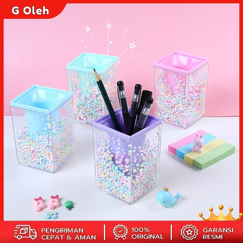 

Dreamy Warna Bola Krim Gel Pensil Tempat Pensil Siswa DIY Kerajinan Tangan Dekorasi Meja Remaja Kreatif