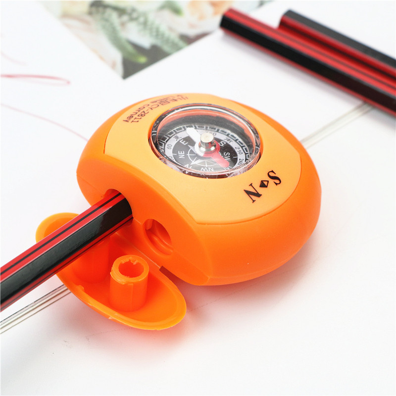 

2PCS/LOT student two holes pencil sharpener With real compass Children's creative learning stationery