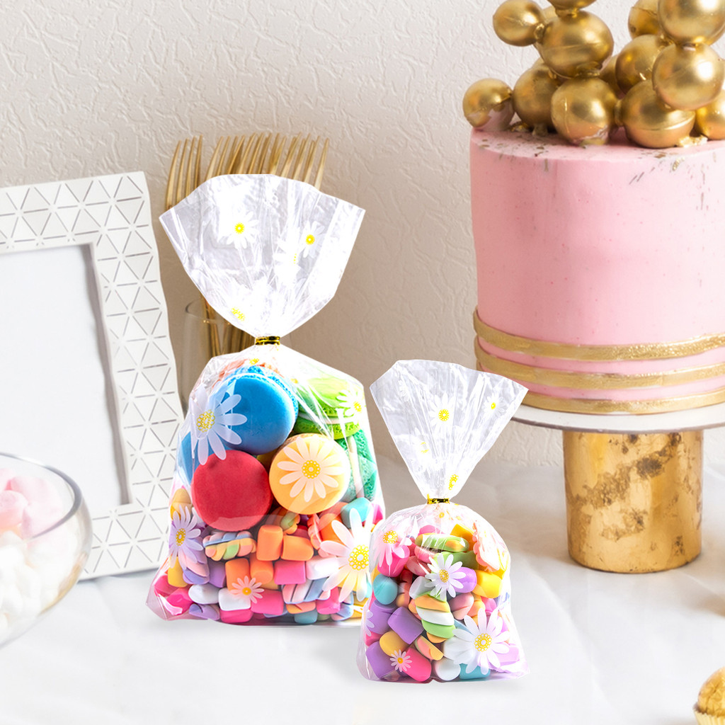 

50/100Pcs Daisy Candy Bags White Daisy Flower Cookies Packaging Bags Birthday Wedding Party Decorations Gifts Wrapping Supplies
