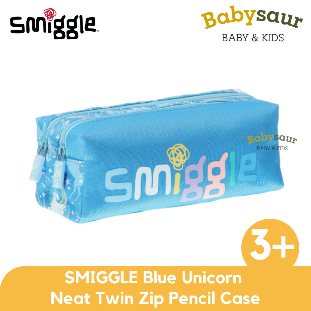 

SMIGGLE 100% Original Blue Unicorn Neat Twin Zip Pencil Case Peralatan Sekolah Tempat Pensil Anak