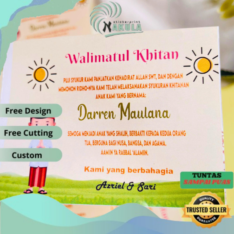 NKL STIKER SYUKURAN KHITANAN / STIKER KHITANAN NASI BOX / STIKER TASYAKUR KHITANAN / STIKER KHITAN