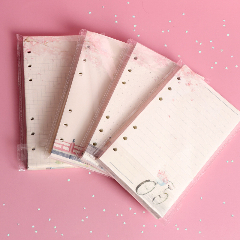 

A6 80Sheet Cherry Blossom Handbook Replacement Core Cute Loose Leaf Inner Page Handbook Inner Core Notebook Replacement