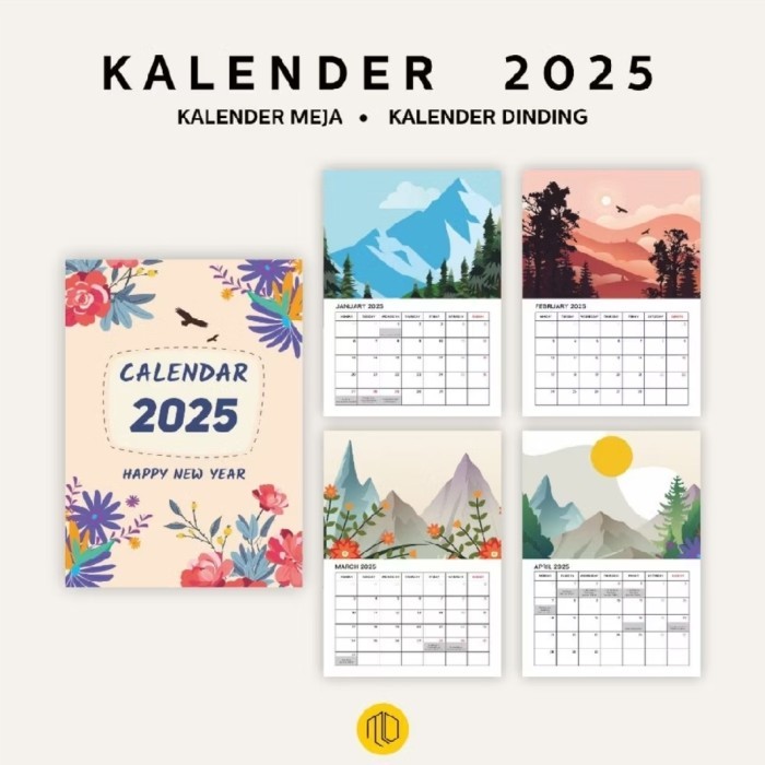 

ANDM Kalender 2025 Aesthetic Dinding Meja Tema Pegunungan - Meja
