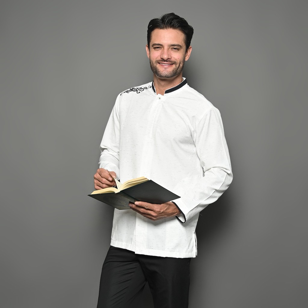 Salman - Kemeja Baju Koko Azka 147 Oblong Premium Pria Dewasa Bordir Lengan Panjang