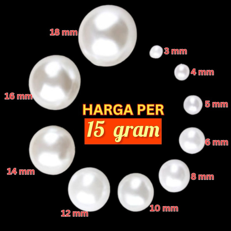 (CCK STORE) Mutiara Beads Ringan Pearl White 15gr banyak ukuran