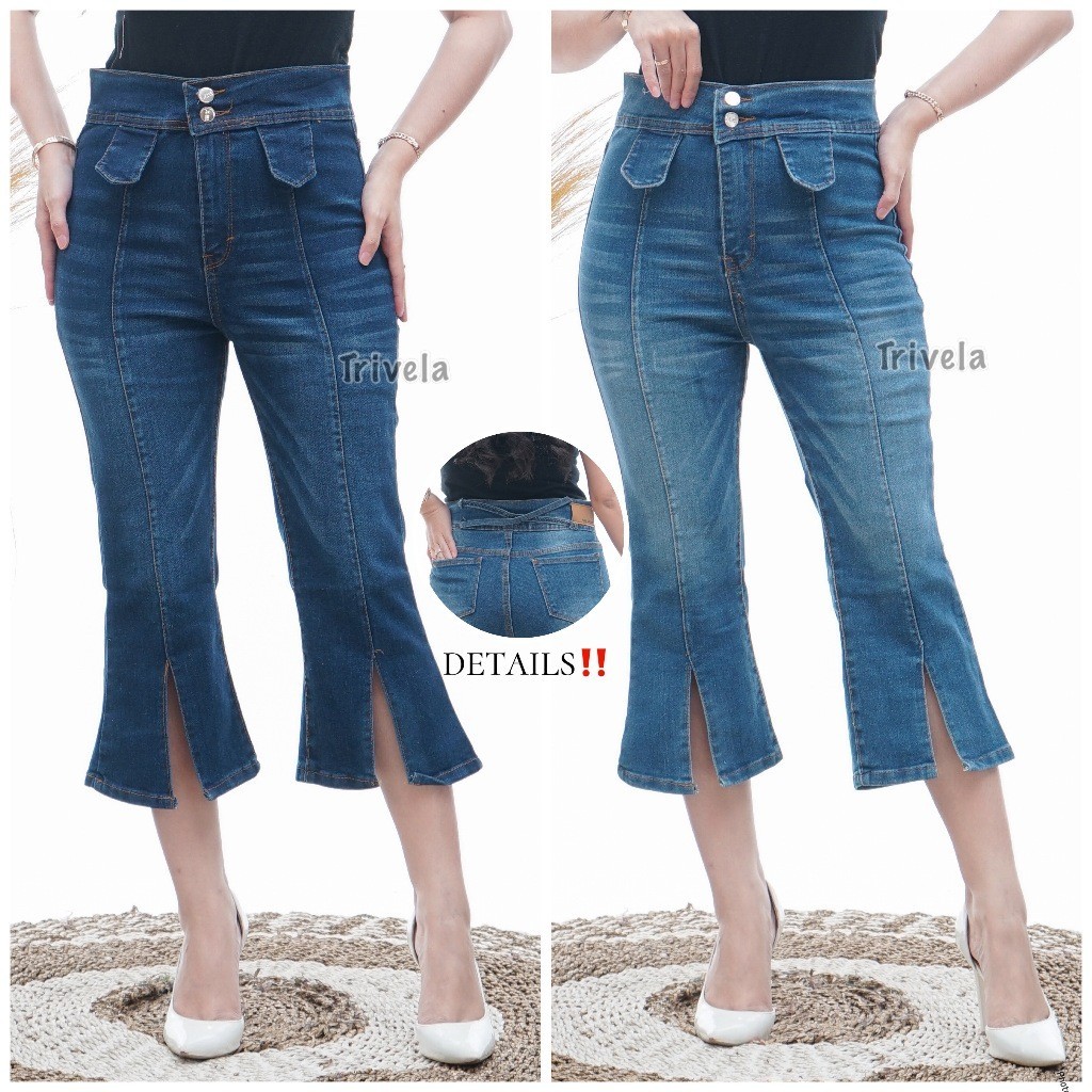 Celana Jeans Cutbray Highwaist 7/9 Stretch Premium / Azelyn Cutbray 7/8