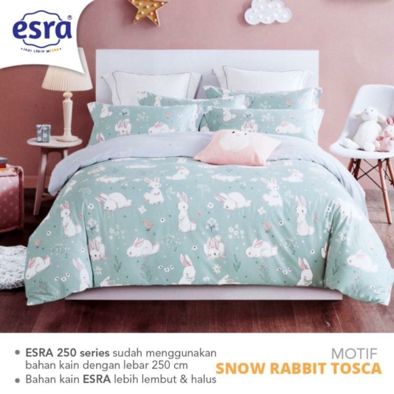 SPREI MOTIF SNOW RABIT PINK DAN TOSCA KELINCI KATUN LOKAL ESRA ADEM