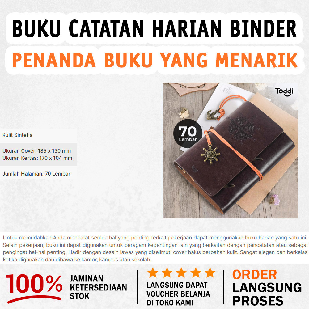 

Buku Catatan Binder | Kulit Elegan & Berkelas Retro Pirate - Coffee