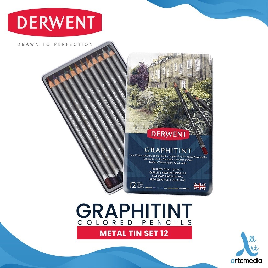 

Derwent Graphitint 12 Pencil Color Metal Tin Set Pensil Warna